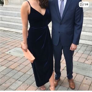 NWOT Xscape Velvet Navy Blue Midi
Cocktail Dress